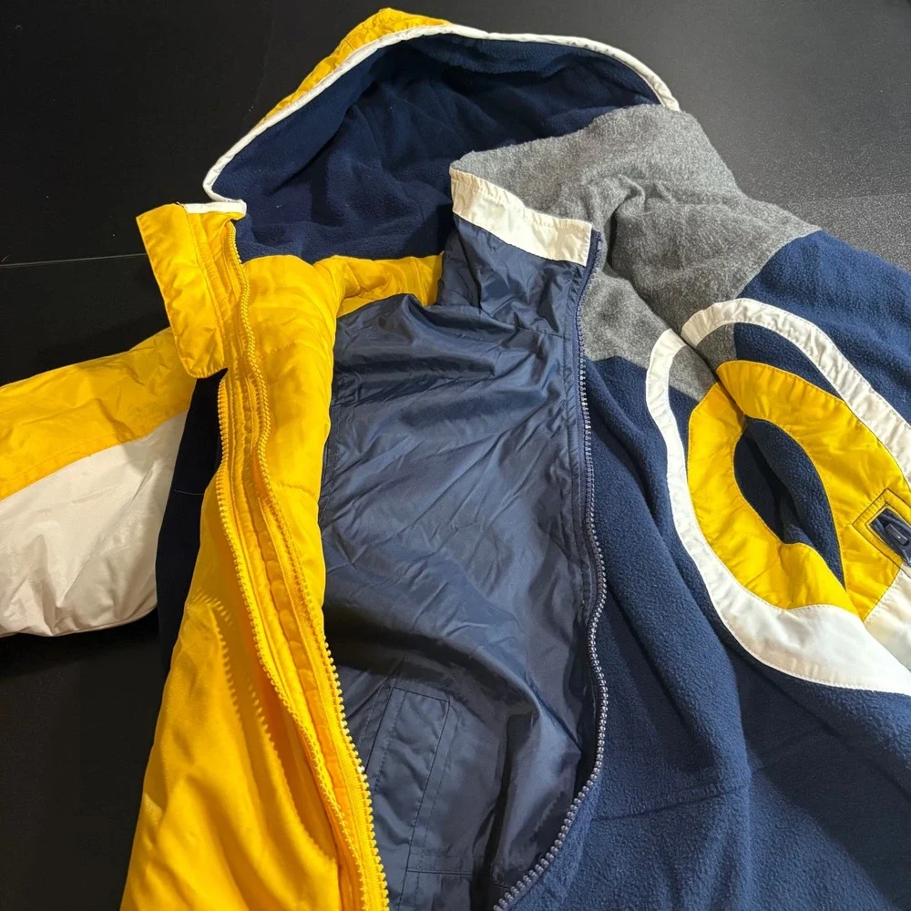 London fog vintage ski jacket yellow 2 in 1 fleece sweater size 4‎ S Waterproof